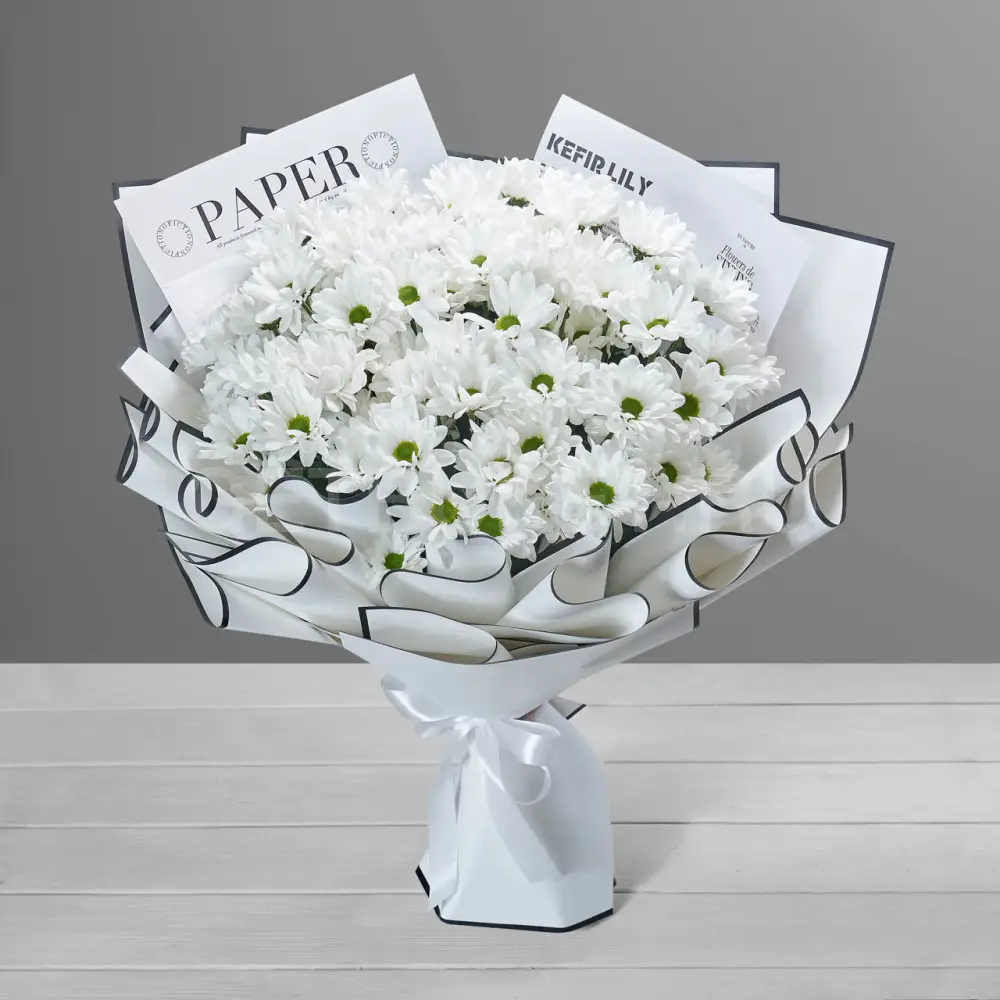 211664 Белый букет из 11 хризантем 