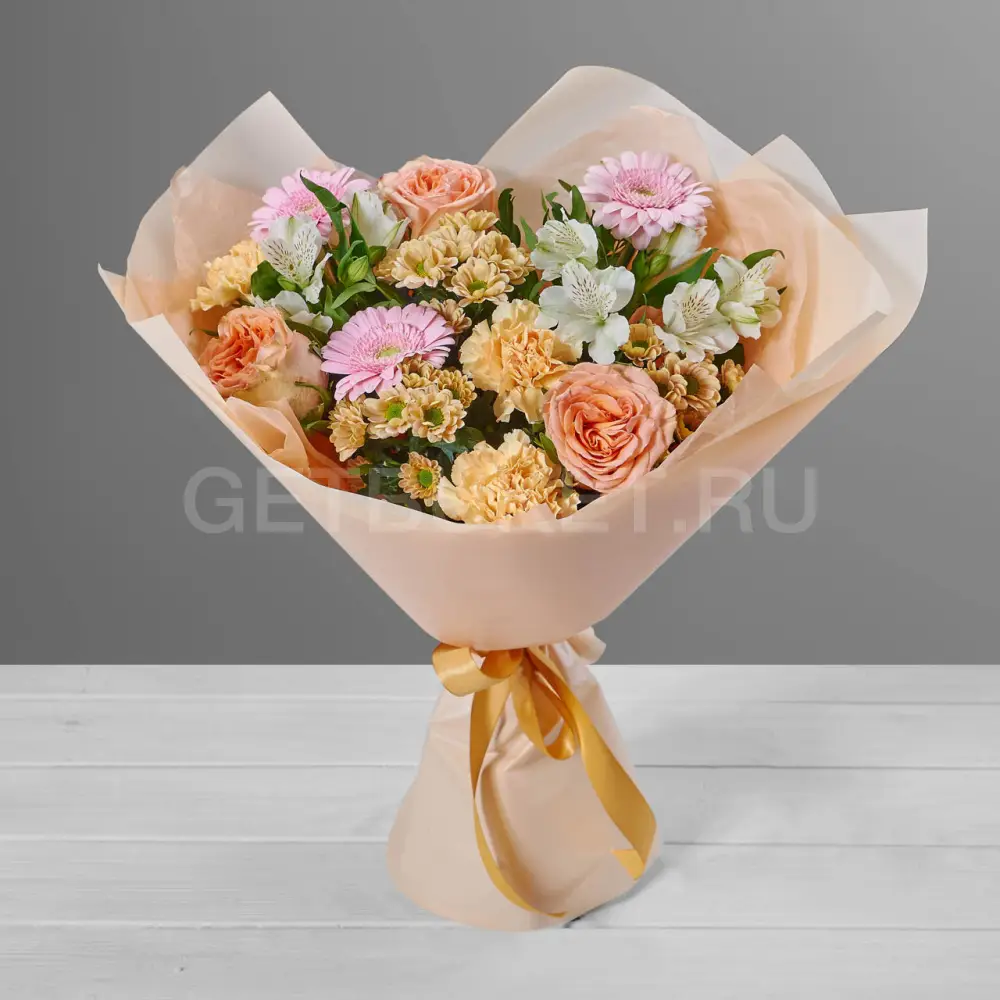 211681 Букет из роз, альстромерий и гербер