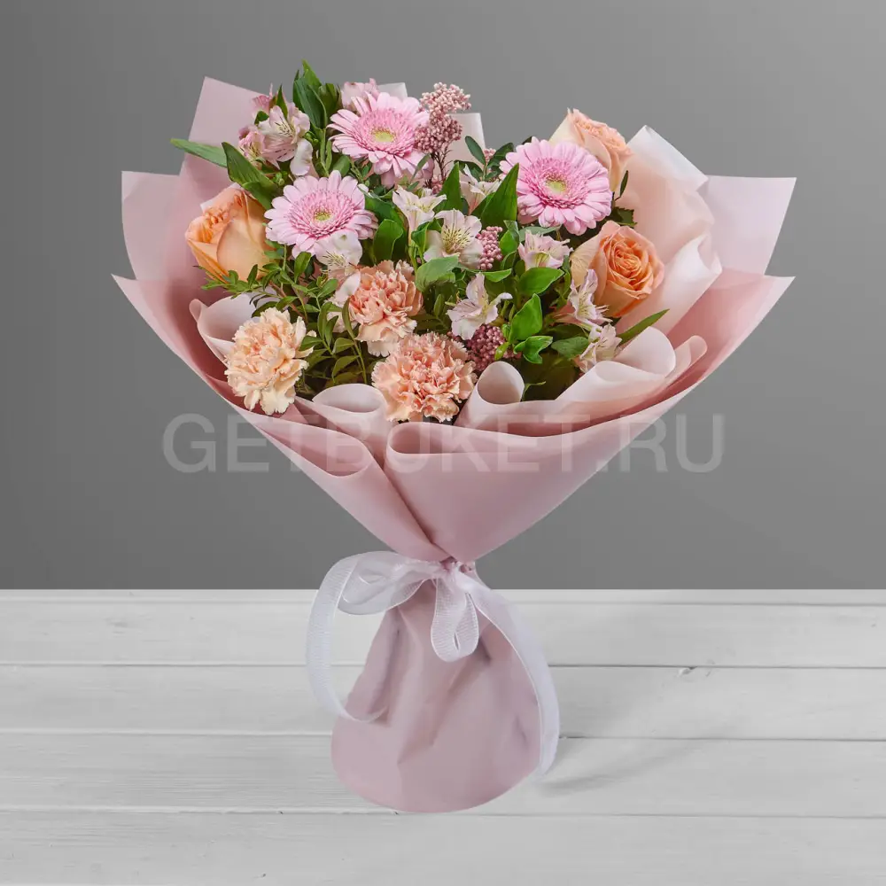 211659 Букет из орхидей, роз и альстромерии 